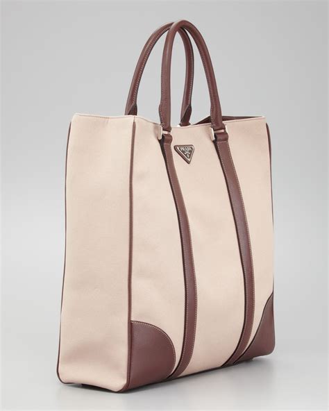 prada large tote beige bag|prada canvas tote large.